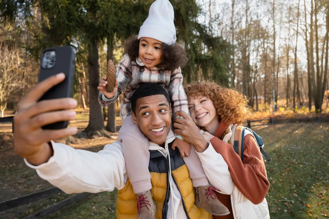 Young family having fun on trips